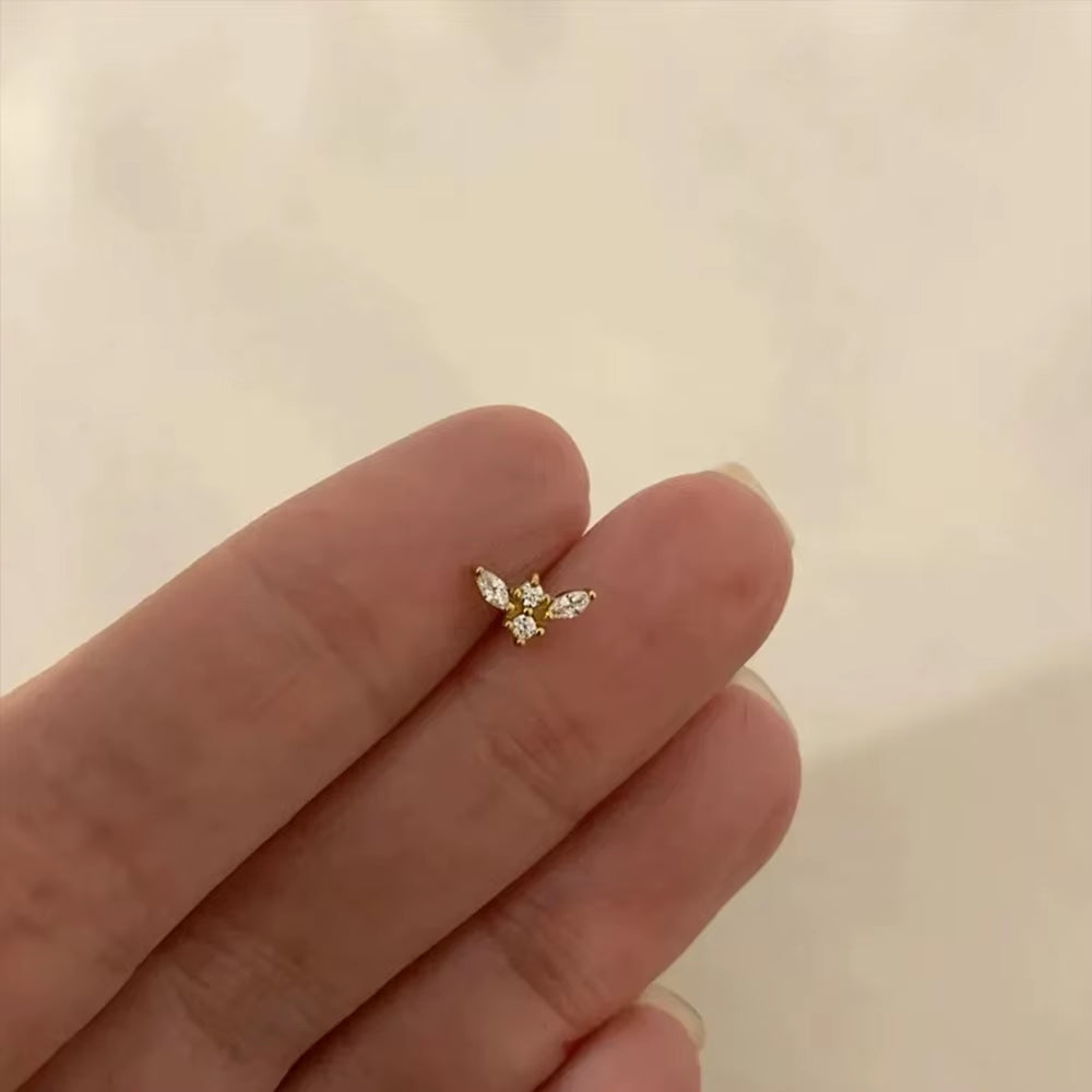 Luxe Line Mini Zircon Stud – A Spark of Modern Minimalism