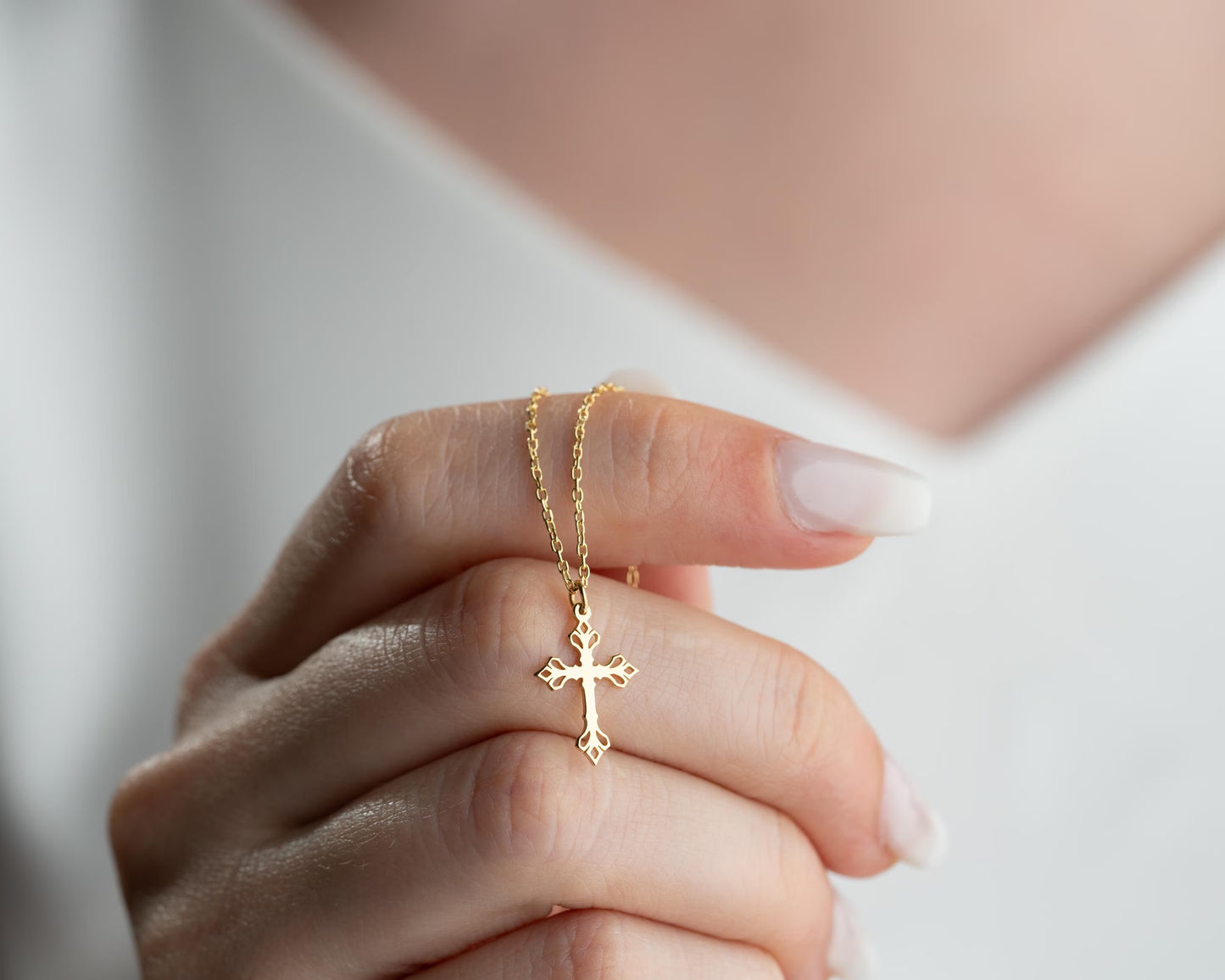Grace & Glow Cross Necklace – Faith Wrapped in Pure Elegance